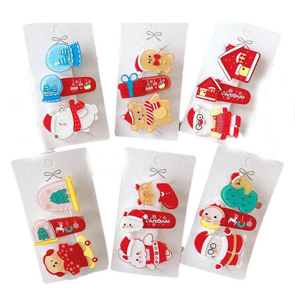 

girls hair accessories hairclips bb clip kids barrettes clips baby children accessory christmas hairpin cute cartoon ornament 3pcs/sets b880, Slivery;white