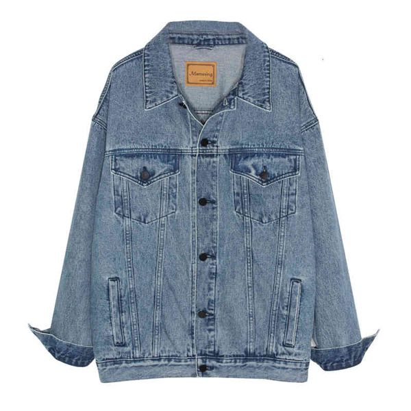 

women's fur & faux fashion spring autumn women denim coat korean mid-length vintage jeans jacket ladies clothes long sleeve loose, Black