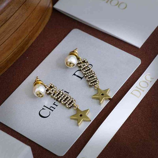 

luxury earrings fashion designer jewelry d family brass letter pearl, Golden