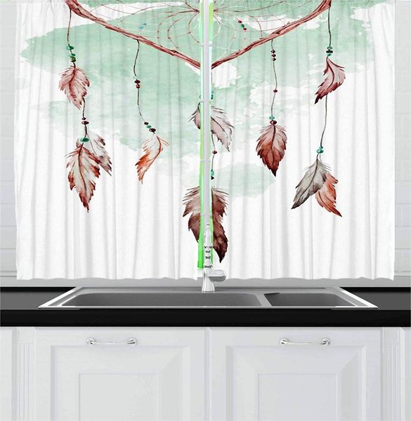 

curtain & drapes feather curtains watercolor vibrant dream catcher with ornamental elements traditional design window for living room