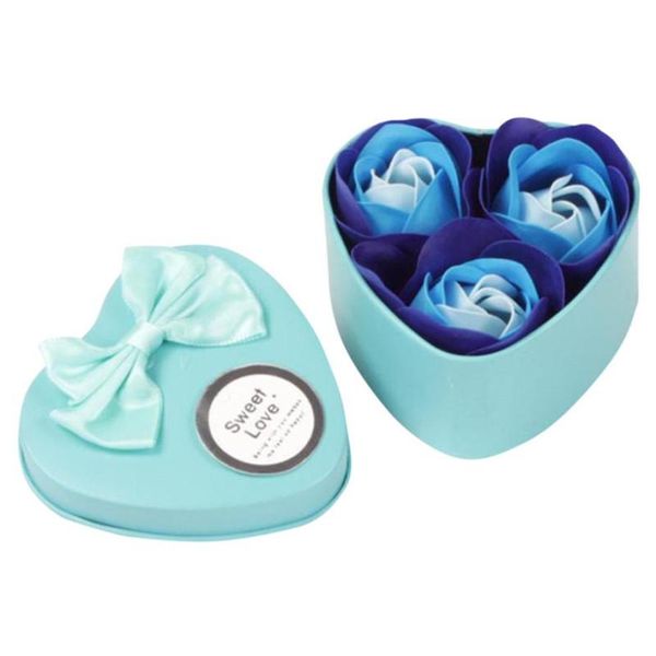 

metal box 3pcs heart scented bath body petal rose flower soap wedding decoration gift floral shower bathing supply decorative flowers & wrea