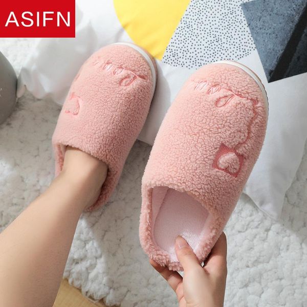 

winter house women fur slippers cute love designer indoor bedroom warm plush ladies flats shoes couples furry, Black