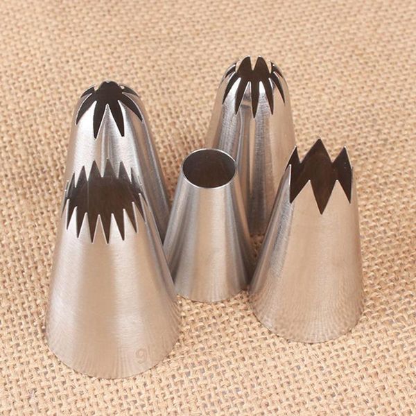 

baking & pastry tools 5pcs/set large russian icing pipe nozzle tool cake decoration set stainless steel