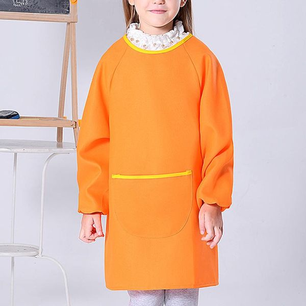

aprons child apron for painting long sleeve pocket kindergarten robe kitchen baking cooking enfant tablier kids