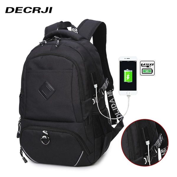 

backpack decrji casual oxford men usb charging waterproof mens back pack bags male 15.6 inch lapbag travel zipper