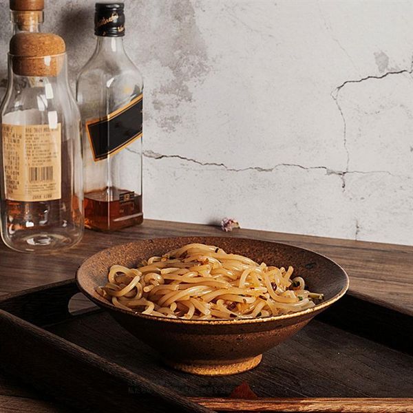 

japanese household stoare hat bowl large soup ramen salad cutlery ceramic creative el tableware trumpet bowls