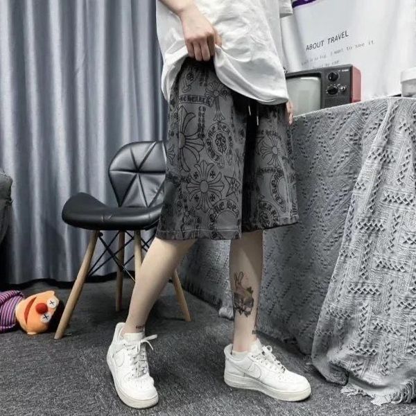 

crosin chao brand social cross shorts men's summer net red same casual pants loose sport print capri thin, White;black