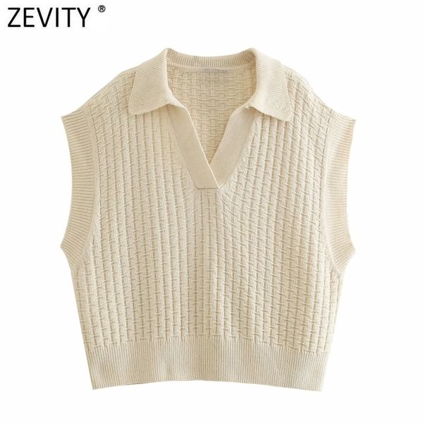 

women vintage turn down collar check plaid solid knitting sweater female casual loose vest chic pullovers sw694 210416, White
