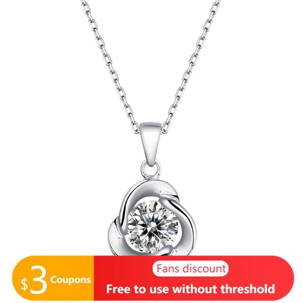 

chains agata genuine 100% 925 sterling silver necklace for women classic flower shape moissanite jewelry gift