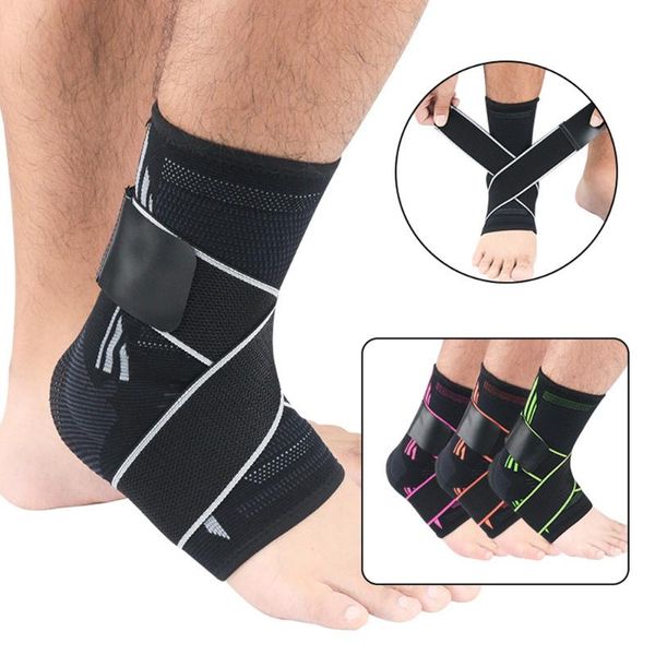 

ankle support adjustable compression elastic protective sports silicone absorption outdoor running foot sleeve sock, Blue;black