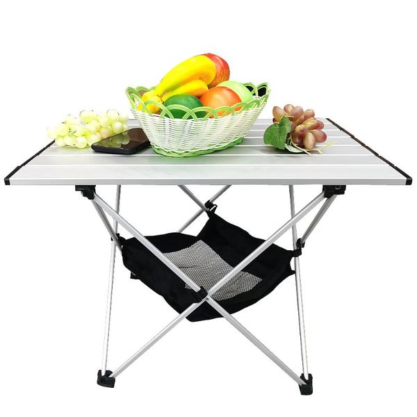 

camp furniture aluminum alloy portable table outdoor foldable folding camping hiking desk traveling picnic tables silver