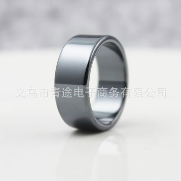 

black gallstone non magnetic arc plane flat wide simple man and woman ring