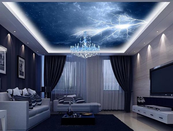 

wallpapers custom 3d po wallpaper ceiling mural wall thunderstorm dreamy night sky zenith living room home decoration