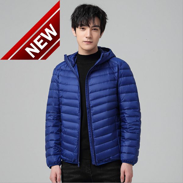 

casual jacket men down winter male fashion solid color white duck short coat, Black