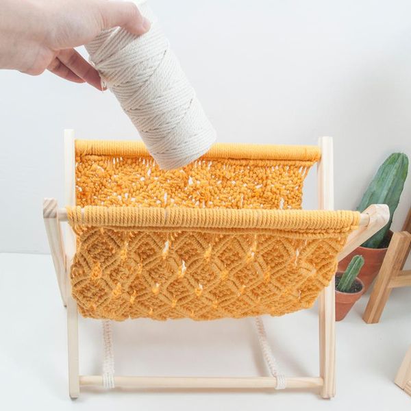 

hooks & rails woven storage rack magazine sundries bohemian style cotton rope hand-woven beautiful and strong folding book floor