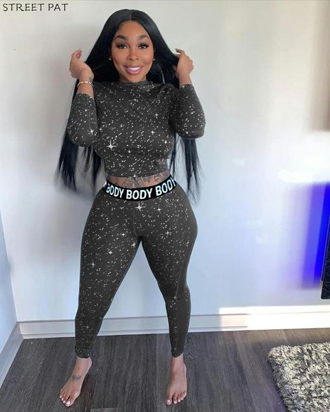 

women's tracksuits autumn 2 two piece set women outfits activewear fitness elastic crop leggings matching tracksuit female, Gray