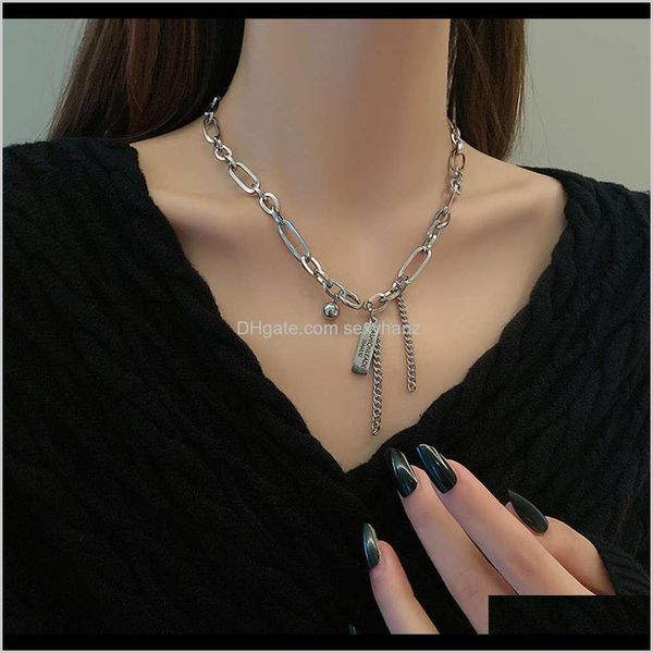 

necklaces & pendants jewelry drop delivery 2021 pendant letter name plate necklace womens hip hop simple hiphop neck short clavicle chain ac, Silver