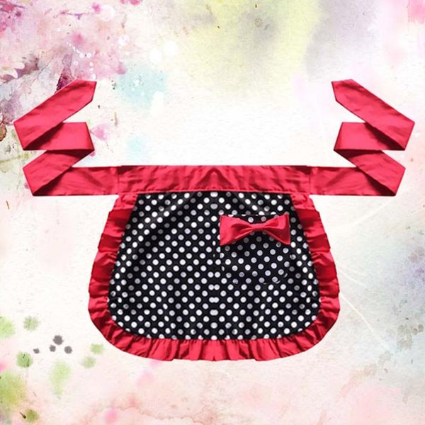 

aprons half apron cotton length little dot decor for gilrs ladies (red)