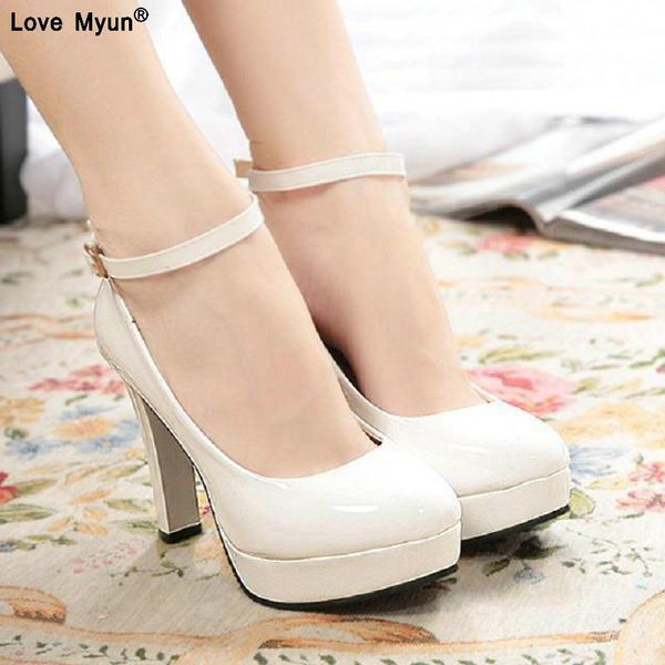 

brand concise shoes woman high heel formal dress women round toe wedding platform office ladies pumps, Black