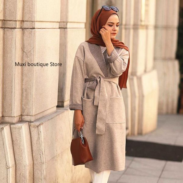 

women's wool & blends muxi women winter coat lace up medium length double-sided for dubai turkey france coats fall clothes, Black