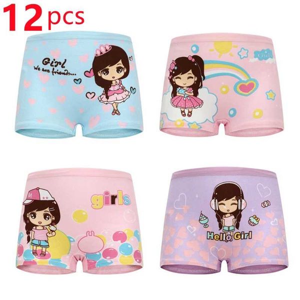 12 teile/los Mädchen Höschen Baumwolle Weiche Prinzessin Kinder Unterwäsche für Mädchen Baby Kinder Boxer Höschen Atmungsaktive Teenager Briefs 211122