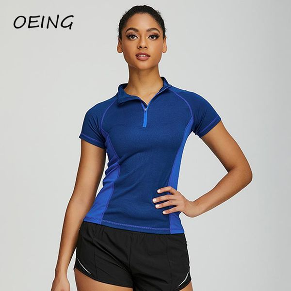 

yoga outfit short sleeve jogging shirts workout gym sport fitness women patchwork zip up activewear