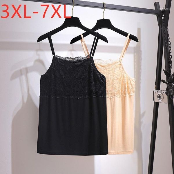 

women's tanks & camis ladies spring autumn plus size basic for women large loose sleeveless lace cotton black shirt 3xl 4xl 5xl 6xl 7x, White