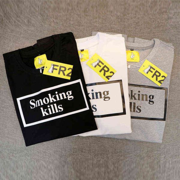 

2020 fr2 smoking kills highest quality t-shirt street men and women simple t-shirt g1207, White;black