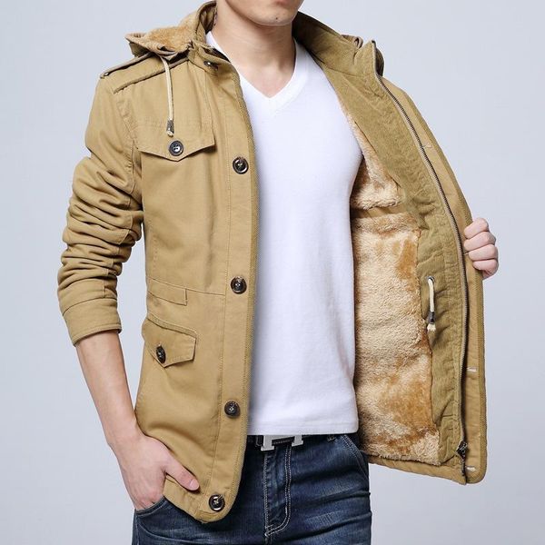 

men's down & parkas cotton winter coat in the long cotton-padded clothes with thick and wool jacket 85t6, Black