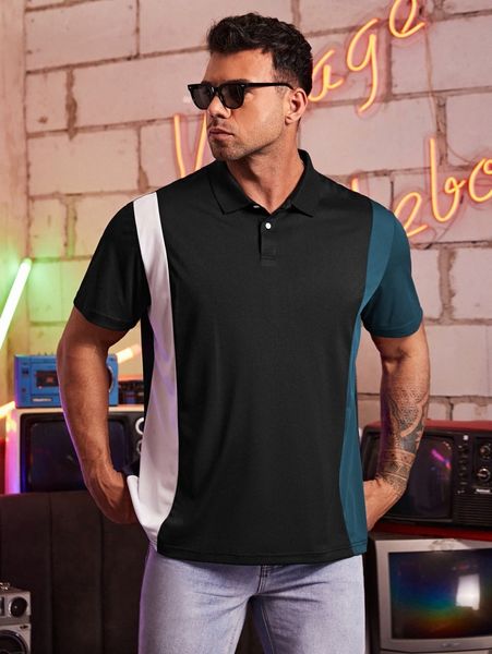 

men color block polo shirt b1ki#, White;black