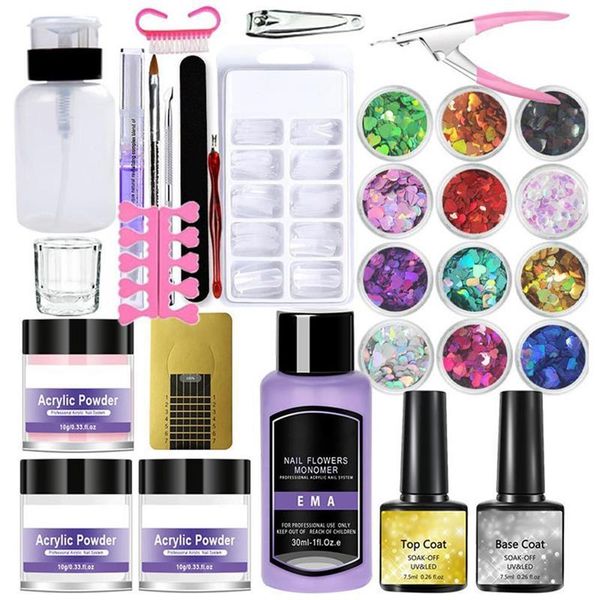 

nail art kits acrylic set extension tool crystal powder diy gel polishing decoration beginner