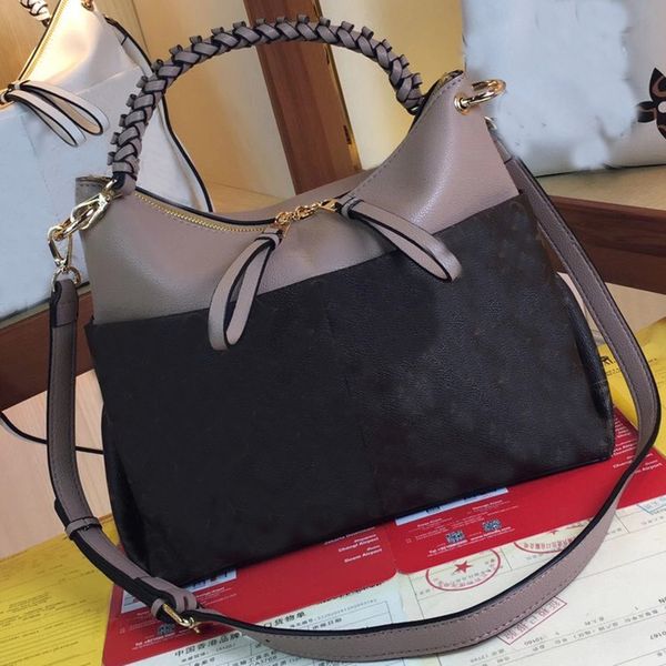 

fashion handbags lady tote large capacity shopper bag genuine leather crossbody shoulder bags classic letter woven handle patchwork color wo