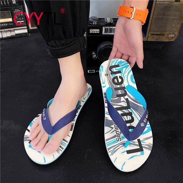 

slippers cyytl summer fashion men's casual home flip flops non slip shoes letters pattern beach sandals lightweight travel, Black