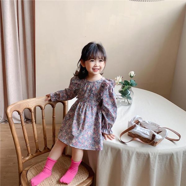 

summer girls long sleeve girl dress print casual kids clothes, Red;yellow