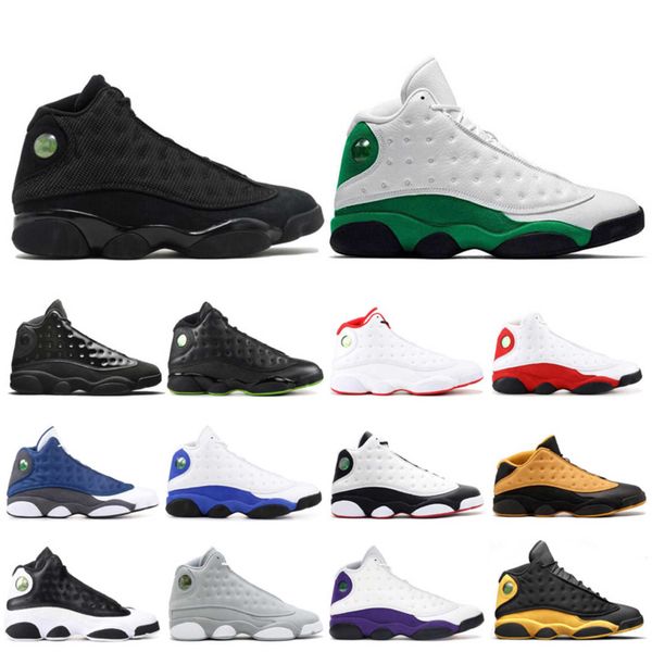 

lucky green 13 13s basketball shoes for men classic court purple chutney black mens cat cap and gown trainers sneakers sports shoes, White;red
