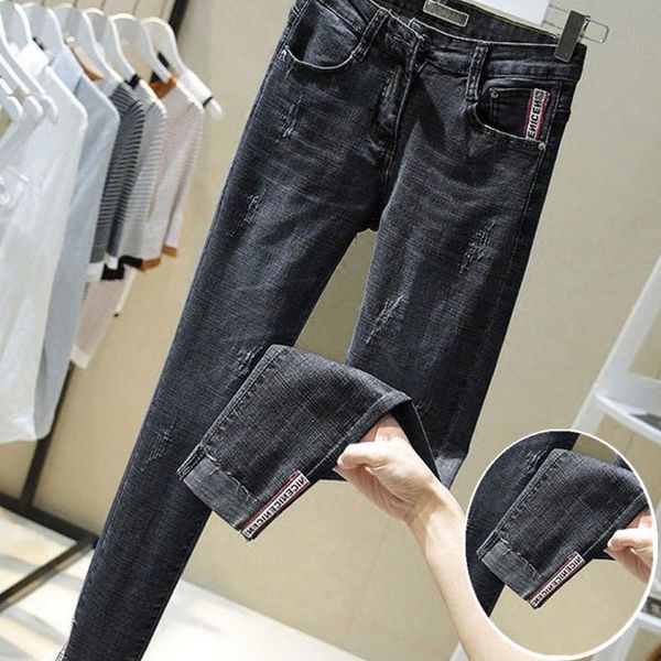 

women's pants & capris fall winter women pencil denim high waist jeans woman casual large size elastic slim streetwear trousers w1807, Black;white