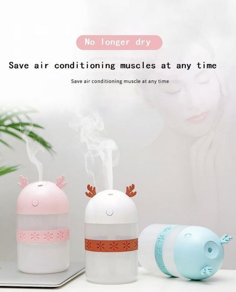 

creative christmas snow deer large capacity portable household mini humidifier atomizer usb airpurifier colorful nightlight1