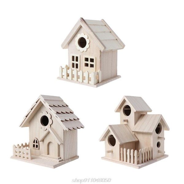 

creative wooden bird house breeding cage box feeding nest garden backyard pendant simulation birdhouse decora d10 20 dropship cages