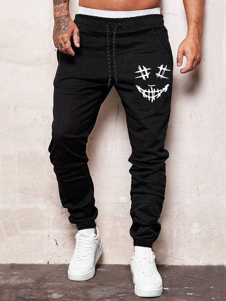 

men cartoon graphic drawstring waist sweatpants w2zs#, Black