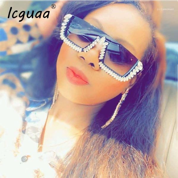 

square luxury rhinestone sunglasses women 2021 ladies crystal men eyeglasses for female uv400 oculos1, White;black
