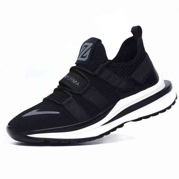 

2021 autumn winter sneakers men's shoes mesh breathable trendy lightweight casual flying woven men's sports, Black