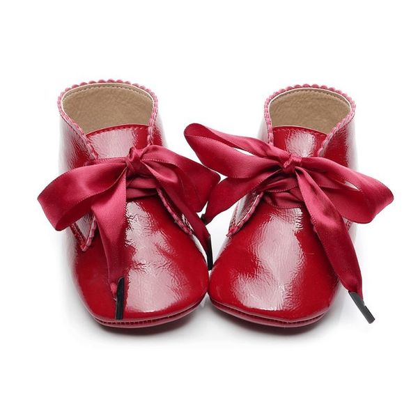 

first walkers baby girl pu leather shoes non-slip lace soft prewalker walking toddler kids