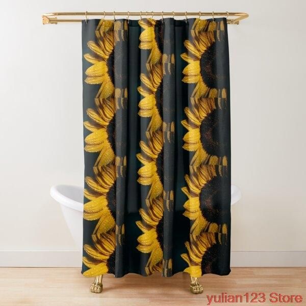 

bright yellow sun flower with dew drops shower curtains waterproof polyester fabric bathroom for home dÃ©cor