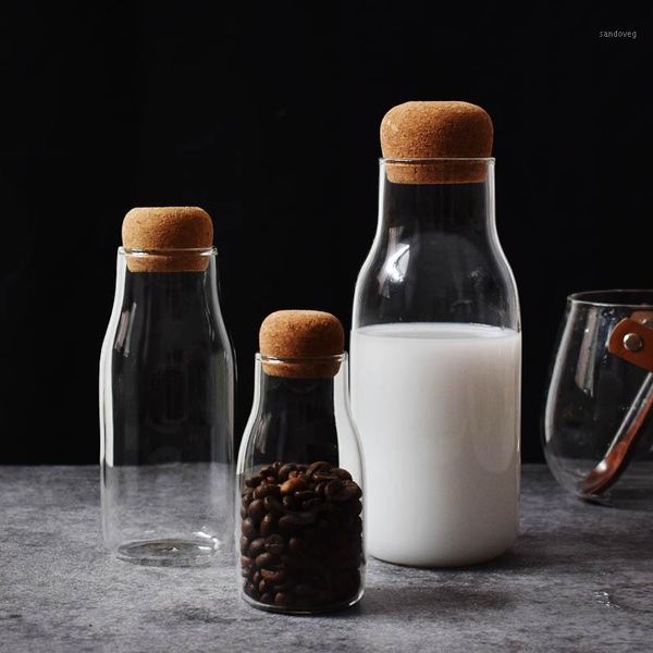 

storage bottles & jars transparent jar sealed tea can small glass bottle cork ser heat-resistant milk juice
