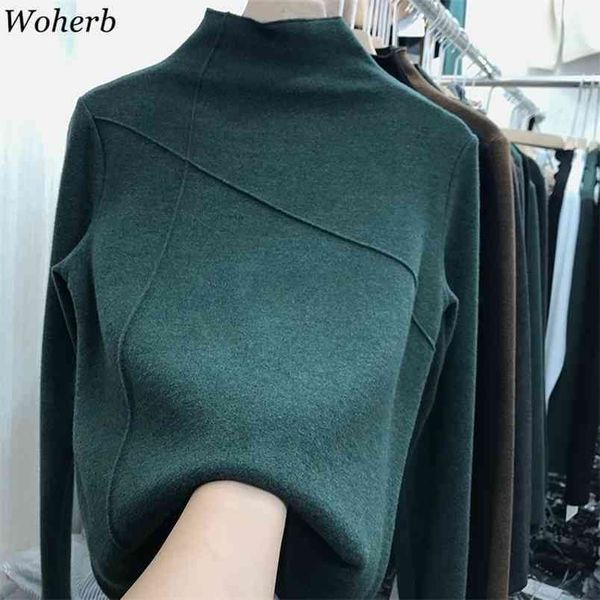 

korean autumn winter solid basic turtleneck sweater women pullover fashion sweaters sueter mujer knit pull jumper femme 210519, White