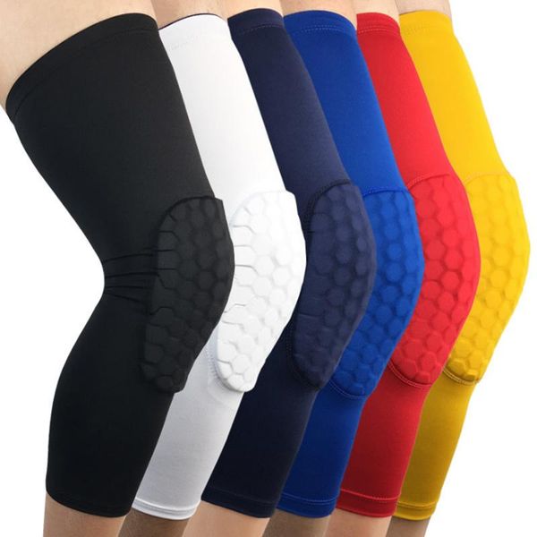 

elbow & knee pads 1pcs men honeycomb sport safety volleyball basketball kneepad compression socks wraps brace protection, Black;gray