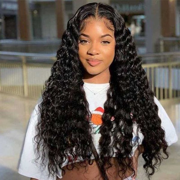 

lace wigs asimey deep wave closure wig brazilian human hair natural color 13x4 front 180 density pre plucked bleached knots wavy, Black;brown
