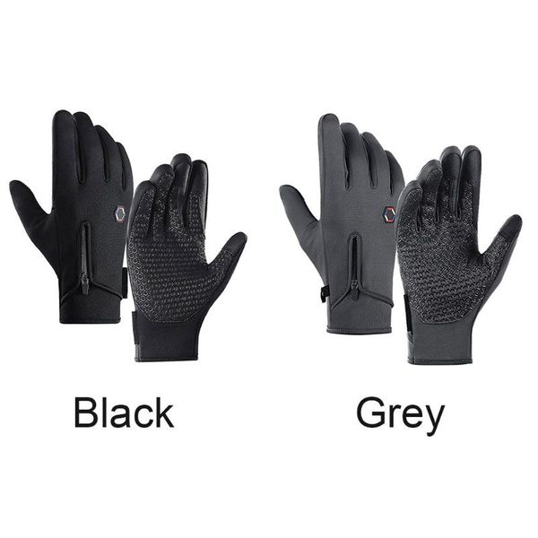

cycling gloves 1pair men women touch screen zipper closure jogging running mittens winter warm driving hand warmer waterproof, Black
