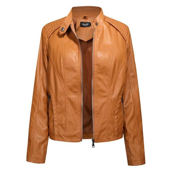 

women's leather & faux women autumn jacket fashion casual slim thin female short motorcycle biker, Black