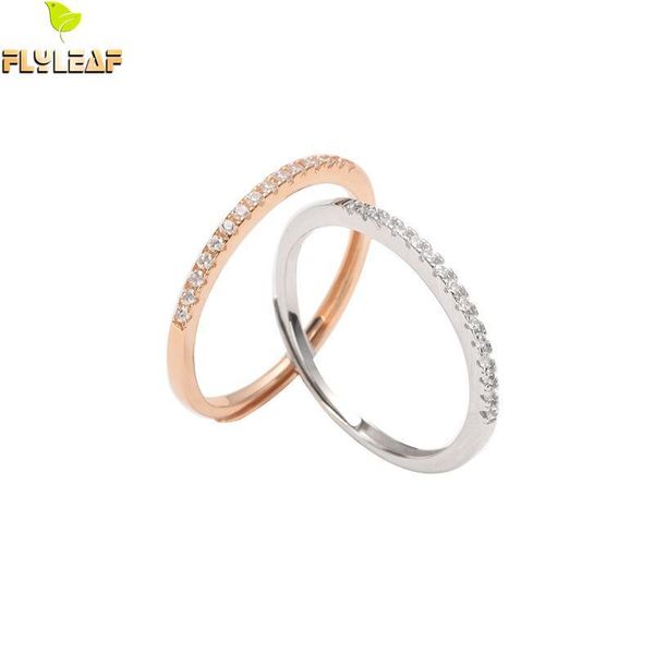 

cluster rings flyleaf cubic zirconia ring real 925 sterling silver rose gold wedding for women fashion fine jewelry open luxury designer, Golden;silver